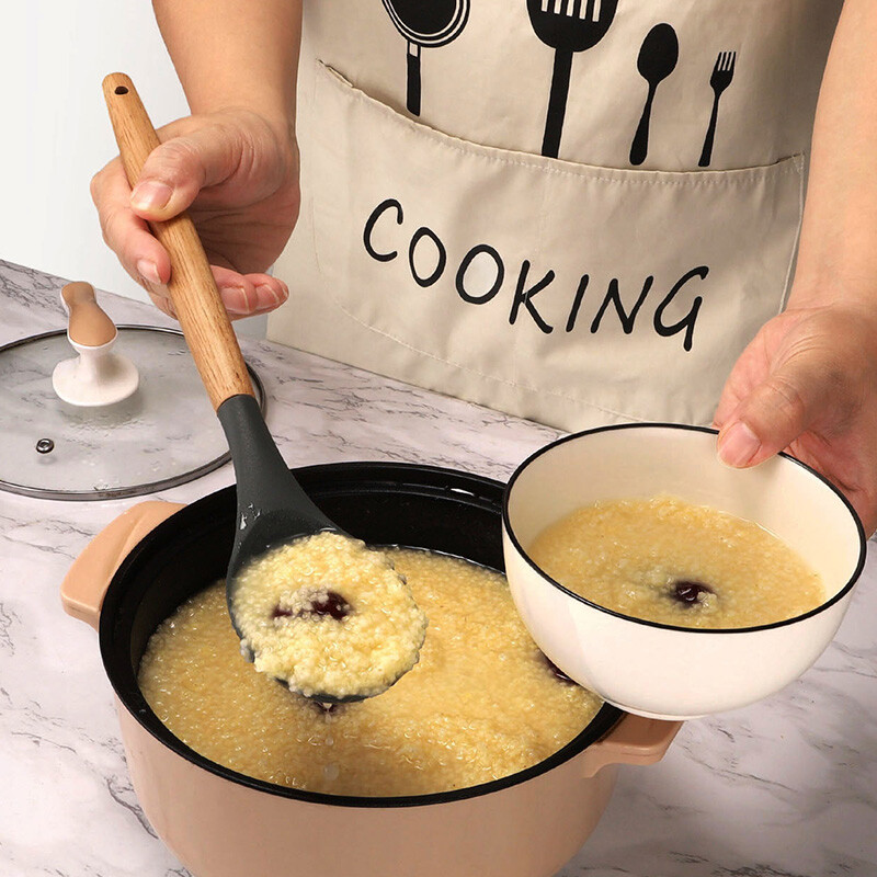 12 DB tapadásmentes konyhai edények szilikon edények konyhai edények spatula fa nyelű főzőeszköz készlet