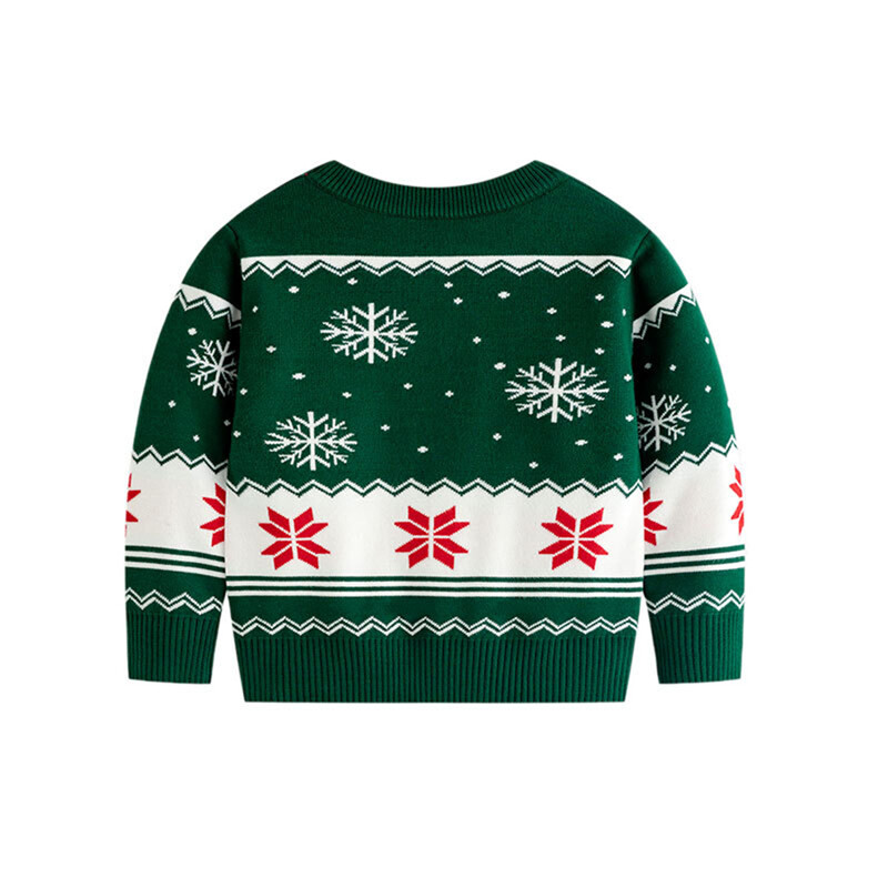 2024 m. žiemos vaikų kalėdinis animacinis megztinis berniukų mergaičių mielas apatinis megztinis megztinis šiltas snaigėmis margintas megztinis