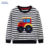 Little Manen Pavasaris Ruduo Vaikiški Drabužiai Kūdikiams Berniukai Animaciniai filmukai Siuvinėti Automobiliniai Megztiniai Medvilniniai Dryžuoti Vaikiški Viršutiniai Berniukams Viršutiniai su gobtuvu