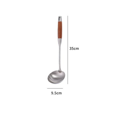 Σετ μαγειρικών σκευών από ανοξείδωτο ατσάλι με λαβή από ξύλο τριανταφυλλιάς Σετ μαγειρικής κουζίνας ανθεκτική σπάτουλα Wok Τρυπητό φτυάρι Μαγειρικά σκεύη Αξεσουάρ Μαγειρικά σκεύη