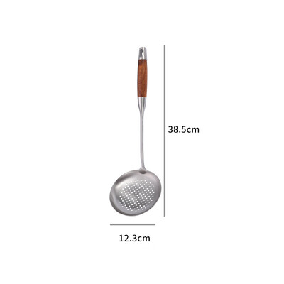 Σετ μαγειρικών σκευών από ανοξείδωτο ατσάλι με λαβή από ξύλο τριανταφυλλιάς Σετ μαγειρικής κουζίνας ανθεκτική σπάτουλα Wok Τρυπητό φτυάρι Μαγειρικά σκεύη Αξεσουάρ Μαγειρικά σκεύη