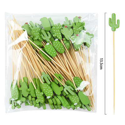 100 τεμ. Μιας χρήσης οδοντογλυφίδες τροφίμων από μπαμπού με φρούτα και χαριτωμένα αρκουδάκια για μπουφέ κέικ κοκτέιλ πιρούνι φρούτων για ντεκόρ για πάρτι στη Χαβάη