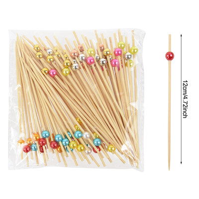 100 τεμ. Μιας χρήσης οδοντογλυφίδες τροφίμων από μπαμπού με φρούτα και χαριτωμένα αρκουδάκια για μπουφέ κέικ κοκτέιλ πιρούνι φρούτων για ντεκόρ για πάρτι στη Χαβάη