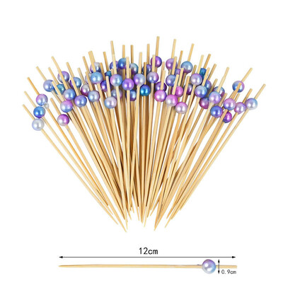 100 τεμ. Μιας χρήσης οδοντογλυφίδες τροφίμων από μπαμπού με φρούτα και χαριτωμένα αρκουδάκια για μπουφέ κέικ κοκτέιλ πιρούνι φρούτων για ντεκόρ για πάρτι στη Χαβάη