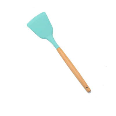 1 db szilikon fa esztergályos leveskanál spatula ecset kaparó tészta szerver Tojásverő konyhai főzőeszközök Konyhai eszközök Zöld/rózsaszín