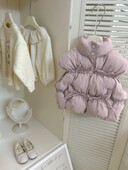 HoneyCherry Girls μονόχρωμο γιλέκο φθινοπώρου και χειμώνα Νέο μοντέρνο παιδικό βαμβακερό γιλέκο Winter girl Baby ζεστά γιλέκα