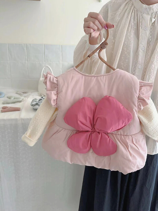 MILANCEL 2-6Y Nauja rudens vaikiška liemenė mergaičių miela, didele gėle, stora liemenė vaikams, laisvi viršutiniai drabužiai su iškirpte