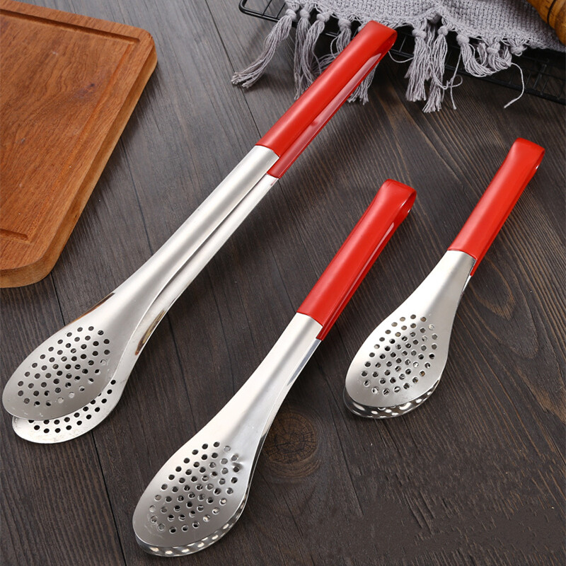 Nerūdijančio plieno sidabrinės maisto žnyplės kepsnių salotų savitarnos spaustukai Nelipni duonos pyrago spaustukai Virtuvės gaminimo priedai