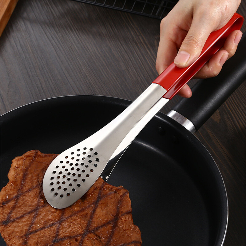 Nerūdijančio plieno sidabrinės maisto žnyplės kepsnių salotų savitarnos spaustukai Nelipni duonos pyrago spaustukai Virtuvės gaminimo priedai