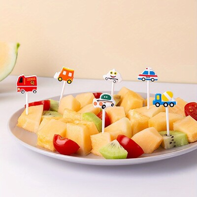 6 τμχ/σετ Κάστρο αυτοκινήτου Λαχανικά Χαριτωμένο μίνι νήπιο Παιδιά Πιρούνια φρούτων Οδοντογλυφίδες Παιδικές Επιλογές φαγητού Κινούμενα σχέδια