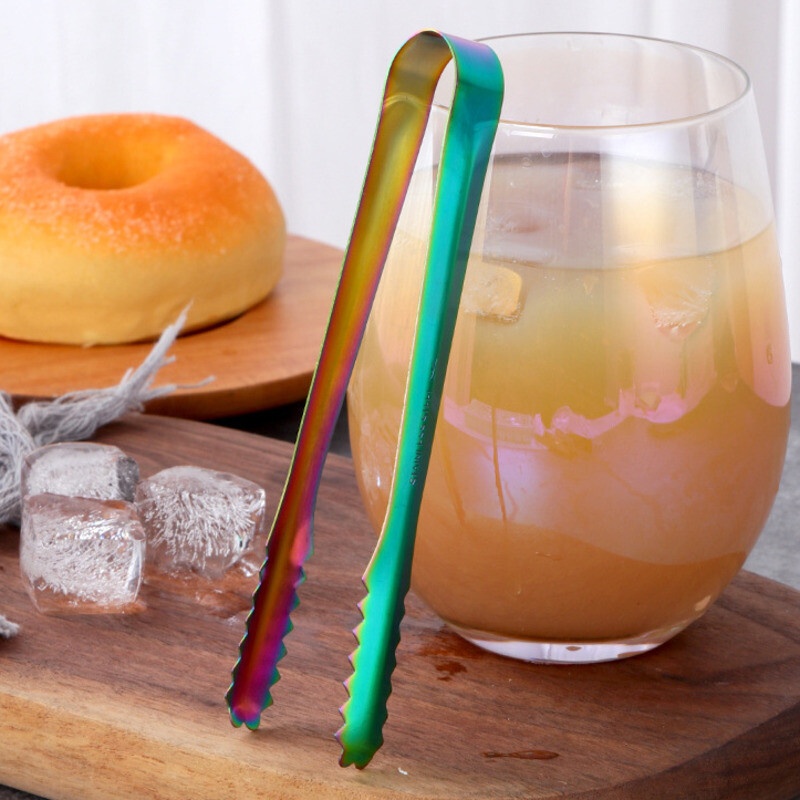 2/4 vnt ledo mini žnyplės auksinės nerūdijančio plieno cukraus gnybtas ledo kubo žnyplės baras Virtuvės priedai Metalinis kepsninės maisto patiekimo segtukas 14,5 cm