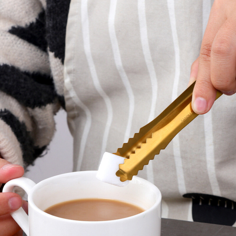 2/4 vnt ledo mini žnyplės auksinės nerūdijančio plieno cukraus gnybtas ledo kubo žnyplės baras Virtuvės priedai Metalinis kepsninės maisto patiekimo segtukas 14,5 cm