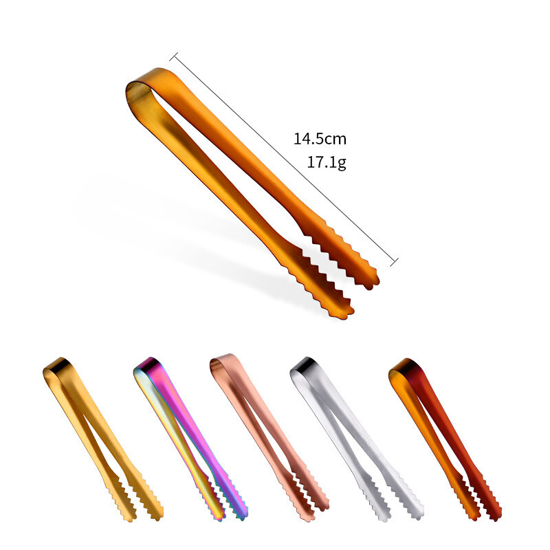 2/4 vnt ledo mini žnyplės auksinės nerūdijančio plieno cukraus gnybtas ledo kubo žnyplės baras Virtuvės priedai Metalinis kepsninės maisto patiekimo segtukas 14,5 cm