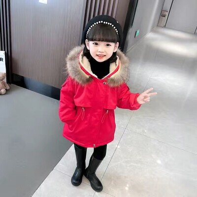Girls Pie To Overcome Winter Cotton Jacket 2023 Νέα Κορεάτικη Έκδοση Παιδικά Ρούχα Plus Velvet χοντρά παιδικά παλτό -20 μοίρες