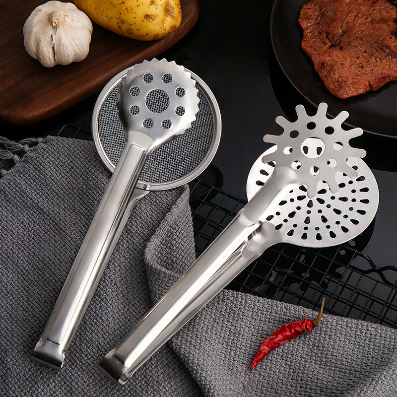 Nerūdijančio plieno kepsninės gnybtas Maisto kepimo žnyplės Daugiafunkcis aliejuje kepamas skimeris savitarnos užkandžiams Virtuvės konditerijos įrankiai