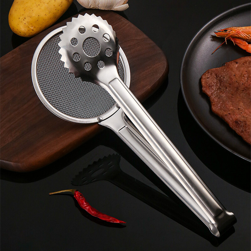 Nerūdijančio plieno kepsninės gnybtas Maisto kepimo žnyplės Daugiafunkcis aliejuje kepamas skimeris savitarnos užkandžiams Virtuvės konditerijos įrankiai
