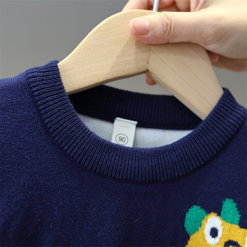 Tavaszi és őszi fiúk 2024 divatos, alkalmi rajzfilm, sárga dinoszaurusz, hosszú ujjú pulóver/2-10 éves korig