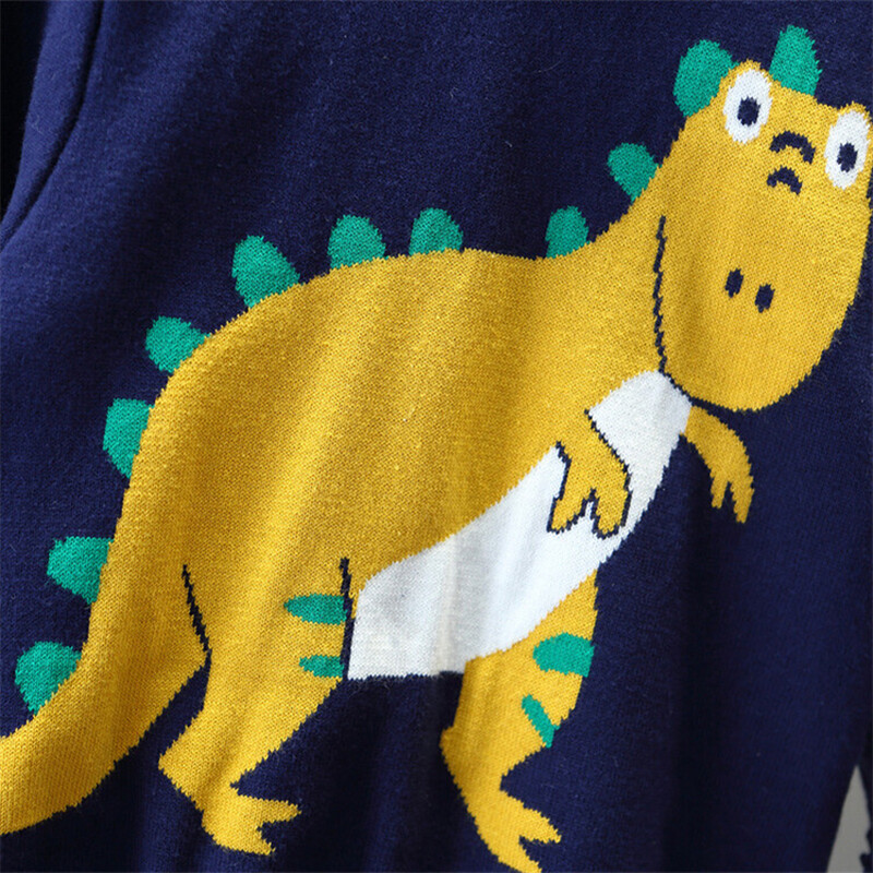 Tavaszi és őszi fiúk 2024 divatos, alkalmi rajzfilm, sárga dinoszaurusz, hosszú ujjú pulóver/2-10 éves korig