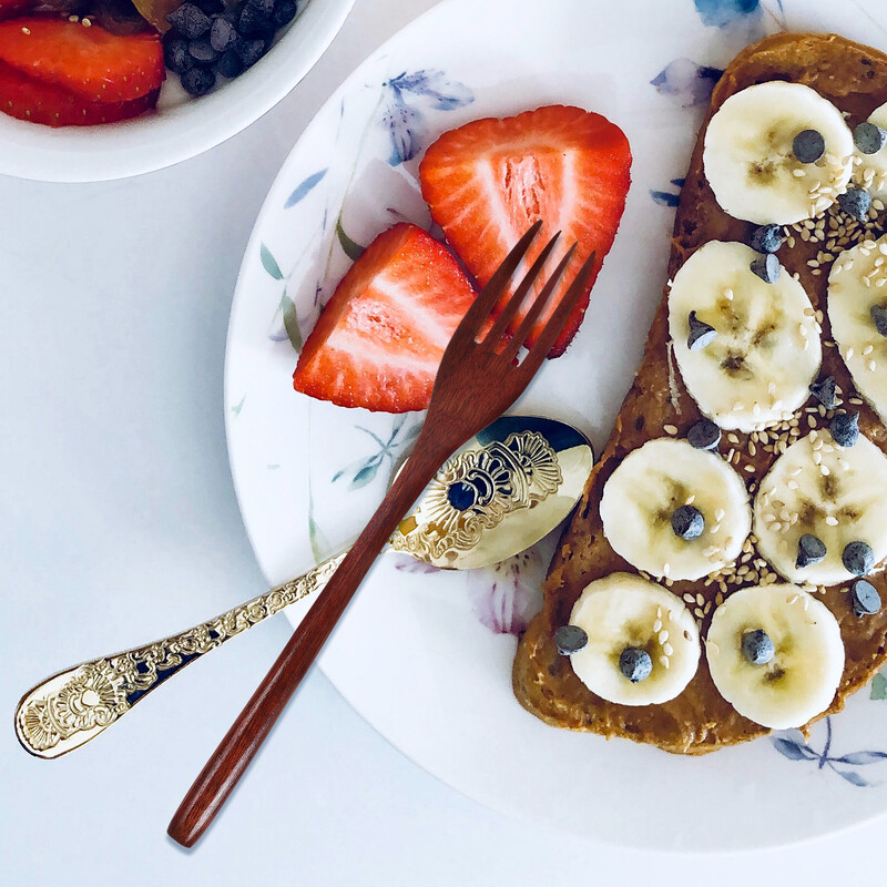 2db Hosszú nyelű favilla Közepes étkészlet Fa főzőedények