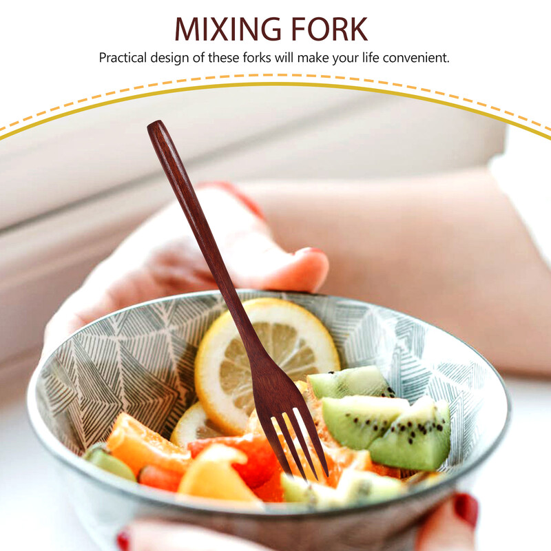 2db Hosszú nyelű favilla Közepes étkészlet Fa főzőedények