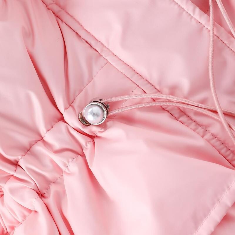 Lányok téli új, egyszínű kapucnis pulóver szőrös gallérral és derékkal. Divatos szélálló és meleg hosszú pamutkabát