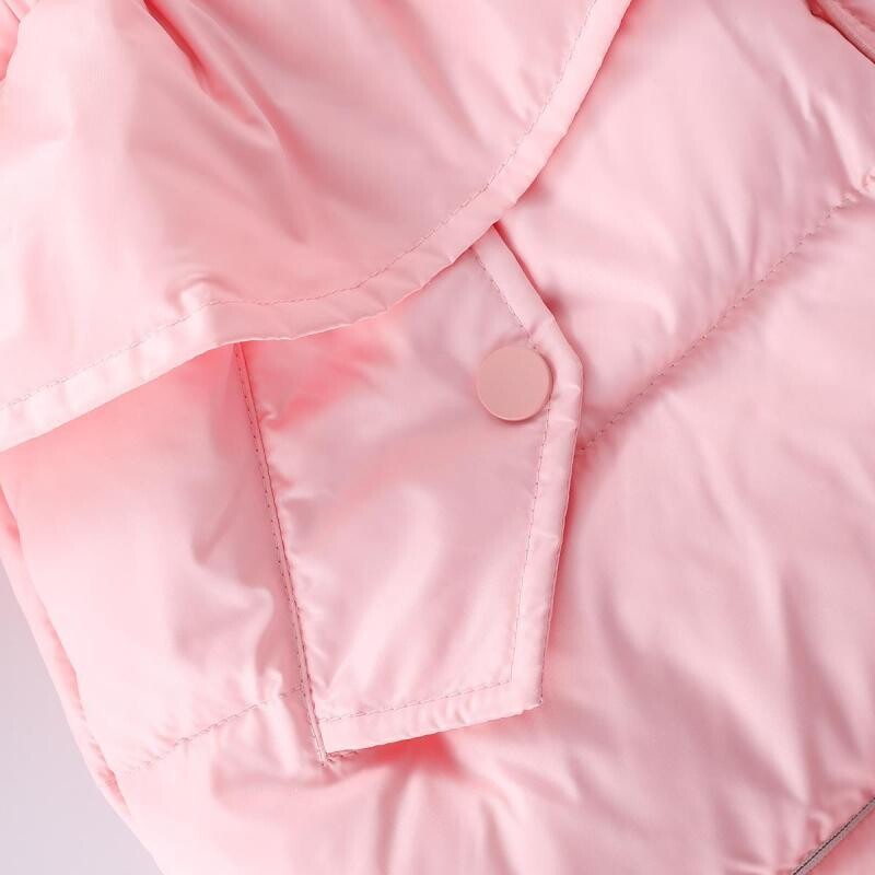 Lányok téli új, egyszínű kapucnis pulóver szőrös gallérral és derékkal. Divatos szélálló és meleg hosszú pamutkabát