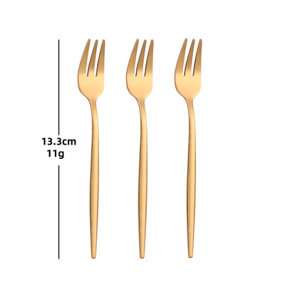 3/6 τεμάχια χρυσό πιρούνι φρούτων από ανοξείδωτο ατσάλι Σετ πιρουνιού καφέ για κέικ παγωτό Επιδόρπιο Μίνι πιρούνι Απογευματινό πάρτι Μαύρα μαχαιροπίρουνα