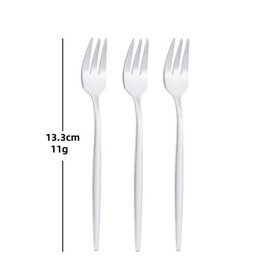 3/6 τεμάχια χρυσό πιρούνι φρούτων από ανοξείδωτο ατσάλι Σετ πιρουνιού καφέ για κέικ παγωτό Επιδόρπιο Μίνι πιρούνι Απογευματινό πάρτι Μαύρα μαχαιροπίρουνα