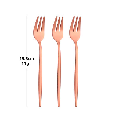 3/6 τεμάχια χρυσό πιρούνι φρούτων από ανοξείδωτο ατσάλι Σετ πιρουνιού καφέ για κέικ παγωτό Επιδόρπιο Μίνι πιρούνι Απογευματινό πάρτι Μαύρα μαχαιροπίρουνα