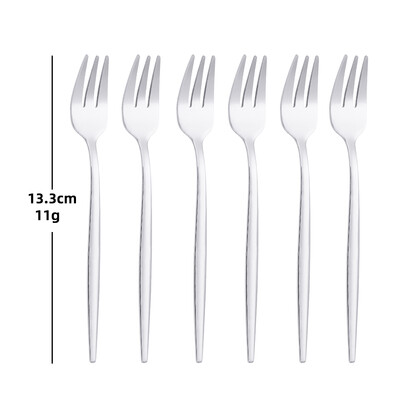 3/6 τεμάχια χρυσό πιρούνι φρούτων από ανοξείδωτο ατσάλι Σετ πιρουνιού καφέ για κέικ παγωτό Επιδόρπιο Μίνι πιρούνι Απογευματινό πάρτι Μαύρα μαχαιροπίρουνα