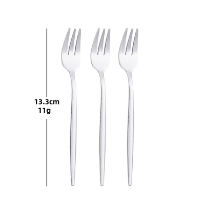 3/6 τεμάχια χρυσό πιρούνι φρούτων από ανοξείδωτο ατσάλι Σετ πιρουνιού καφέ για κέικ παγωτό Επιδόρπιο Μίνι πιρούνι Απογευματινό πάρτι Μαύρα μαχαιροπίρουνα