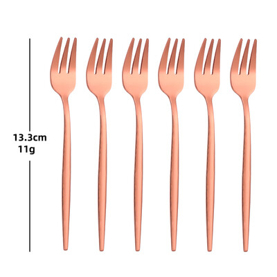 3/6 τεμάχια χρυσό πιρούνι φρούτων από ανοξείδωτο ατσάλι Σετ πιρουνιού καφέ για κέικ παγωτό Επιδόρπιο Μίνι πιρούνι Απογευματινό πάρτι Μαύρα μαχαιροπίρουνα