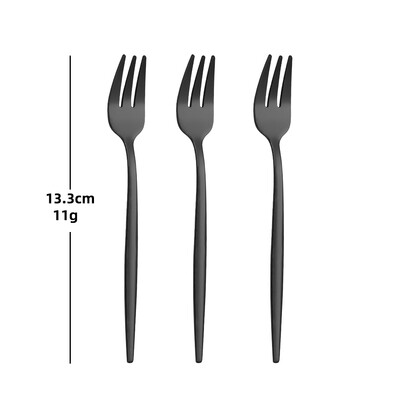 3/6 τεμάχια χρυσό πιρούνι φρούτων από ανοξείδωτο ατσάλι Σετ πιρουνιού καφέ για κέικ παγωτό Επιδόρπιο Μίνι πιρούνι Απογευματινό πάρτι Μαύρα μαχαιροπίρουνα