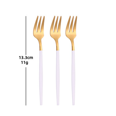 3/6 τεμάχια χρυσό πιρούνι φρούτων από ανοξείδωτο ατσάλι Σετ πιρουνιού καφέ για κέικ παγωτό Επιδόρπιο Μίνι πιρούνι Απογευματινό πάρτι Μαύρα μαχαιροπίρουνα