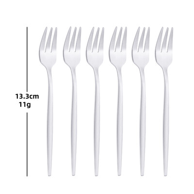 3/6 τεμάχια χρυσό πιρούνι φρούτων από ανοξείδωτο ατσάλι Σετ πιρουνιού καφέ για κέικ παγωτό Επιδόρπιο Μίνι πιρούνι Απογευματινό πάρτι Μαύρα μαχαιροπίρουνα