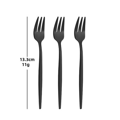 3/6 τεμάχια χρυσό πιρούνι φρούτων από ανοξείδωτο ατσάλι Σετ πιρουνιού καφέ για κέικ παγωτό Επιδόρπιο Μίνι πιρούνι Απογευματινό πάρτι Μαύρα μαχαιροπίρουνα