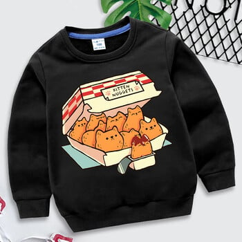 Kitten Nuggets Fast Food Cat Graphic Trend Παιδικά Ρούχα Κοριτσίστικα Αστεία Ζώα Κόκκινα Φούτερ Harajuku Cats Sudadera για αγόρια