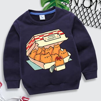 Kitten Nuggets Fast Food Cat Graphic Trend Παιδικά Ρούχα Κοριτσίστικα Αστεία Ζώα Κόκκινα Φούτερ Harajuku Cats Sudadera για αγόρια