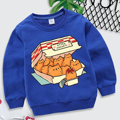 Kitten Nuggets Fast Food Cat Graphic Trend Παιδικά Ρούχα Κοριτσίστικα Αστεία Ζώα Κόκκινα Φούτερ Harajuku Cats Sudadera για αγόρια