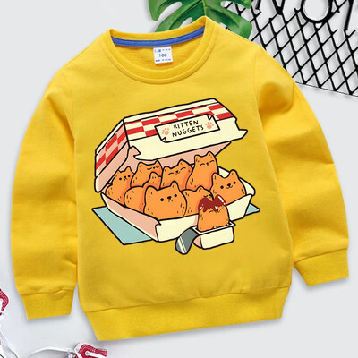 Kitten Nuggets Fast Food Cat Graphic Trend Παιδικά Ρούχα Κοριτσίστικα Αστεία Ζώα Κόκκινα Φούτερ Harajuku Cats Sudadera για αγόρια