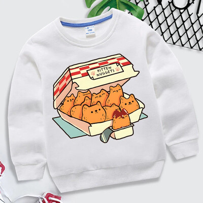 Kitten Nuggets Fast Food Cat Graphic Trend Παιδικά Ρούχα Κοριτσίστικα Αστεία Ζώα Κόκκινα Φούτερ Harajuku Cats Sudadera για αγόρια