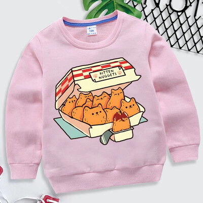 Kitten Nuggets Fast Food Cat Graphic Trend Παιδικά Ρούχα Κοριτσίστικα Αστεία Ζώα Κόκκινα Φούτερ Harajuku Cats Sudadera για αγόρια