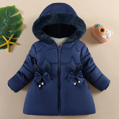 Nauja mergaičių žieminė striukė, vienspalvis pamušalas, pliušinis storas paltukas su gobtuvu su užtrauktuku 1–4 metų vaikams, sušildo viršutinius drabužius