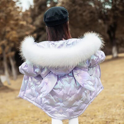 2024 m. žieminė pūkinė striukė mergaičių paltai Madingi vienaragis, blizgūs, vandeniui atsparūs vaikiški viršutiniai drabužiai 3–10 metų paaugliams, vaikams, Parka Snowsuit