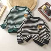 Mada, maži vaikai, berniukai, mergaitės, pavasariniai drabužiai, siuvinėti meškiukai, vaikiški sportiniai džemperiai Mieli kūdikių megztiniai ilgomis rankovėmis