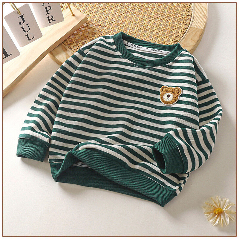 Mada, maži vaikai, berniukai, mergaitės, pavasariniai drabužiai, siuvinėti meškiukai, vaikiški sportiniai džemperiai Mieli kūdikių megztiniai ilgomis rankovėmis