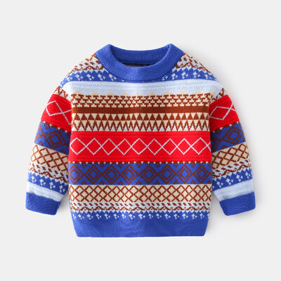 2024 őszi téli gyerek fiú hosszú ujjú pulóver Vintage rácsmintás gyerek fiú pulóver Puha koreai stílusú tipegő fiú pulóver