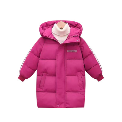 Χειμερινό παιδικό μπουφάν με επένδυση μεσαίου μήκους βρεφικό μπουφάν για αγόρια και κορίτσια Μονόχρωμο Casual ζακέτα με κουκούλα