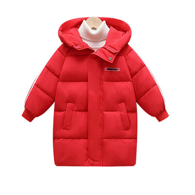 Χειμερινό παιδικό μπουφάν με επένδυση μεσαίου μήκους βρεφικό μπουφάν για αγόρια και κορίτσια Μονόχρωμο Casual ζακέτα με κουκούλα