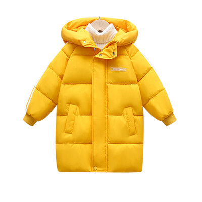 Χειμερινό παιδικό μπουφάν με επένδυση μεσαίου μήκους βρεφικό μπουφάν για αγόρια και κορίτσια Μονόχρωμο Casual ζακέτα με κουκούλα